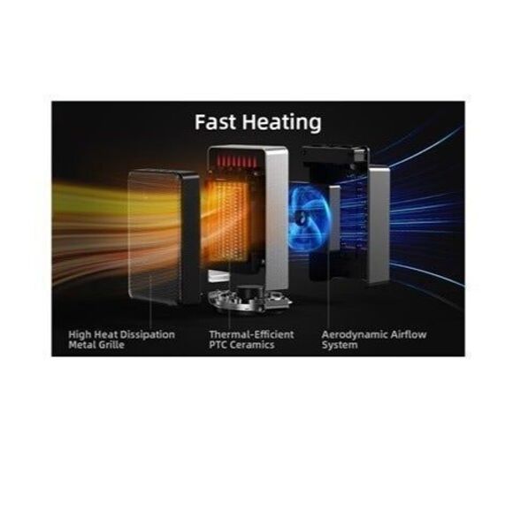 Electric Space Heater with Oscillation & Overheat Tip-Over Protection Black - Picture 2 of 9